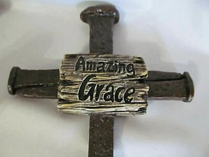 Large Cross Christian Spike Jesus Crucifix Amazing Grace Wall Decor 13" Tall - Picture 1 of 3
