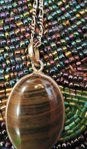 Vintage Sterling Silver Chain And Tigereye Pendant  - Picture 1 of 9