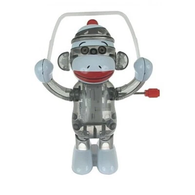 Skippy JUMP ROPE SOCK MONKEY Z-Wind-Up TOMY 黑猩玩具 — 第 1/3 张图片