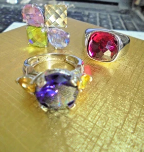 Vintage sterling ringsx 3, inc., gemstones, amethyst, citrine ,dome - Picture 1 of 7