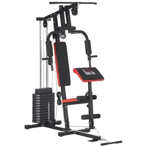 Multi Home Gym Machine with 66kg Weights for Strength Training, Red HOMCOM - Picture 1 of 8