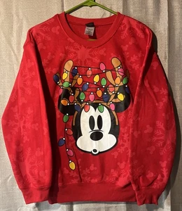 Disney Mickey Mouse Weihnachtsbeleuchtung roter Pullover Damen Größe S - Bild 1 von 4