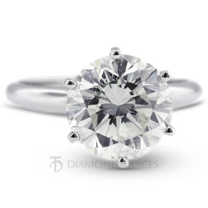 4.37ct F-SI3 Round Natural Diamond 18k  Classic Solitaire Engagement Ring - Picture 1 of 5
