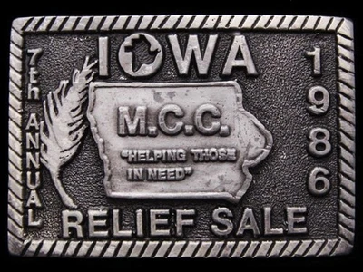 IK07150 VINTAGE 1986 **7ª VENTA ANUAL DE ALIVIO IOWA MCC** HEBILLA DE CINTURÓN Foto 1 de 2