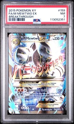 2015 POKEMON XY BREAKTHROUGH M MEWTWO EX #159 FULL ART PSA 7 NM #113052351 - Image 1 of 2