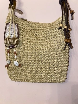 Nuevo con etiquetas Cartera Bandolera, Ganchillo, Correa de Cuentas de Macramé y Cuero Dije Boho Sol y Arena Foto 1 de 4