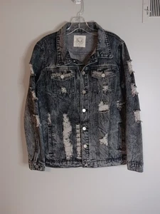 Traumhafte Fawn Distressed Jeansjacke anthrazit Waschung Gr. Medium - Bild 1 von 4