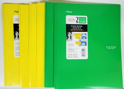 Lote de 6 Carpetas Mead Five Star 2 Bolsillos 3 Puntas 11.75"x9.5" Poli Texturizado Foto 1 de 4