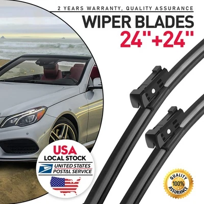 Front Windshield Wiper Blades 24"+24" Fit For Mercedes-Benz CLS63 AMG S E250 - Imagem 1 de 4