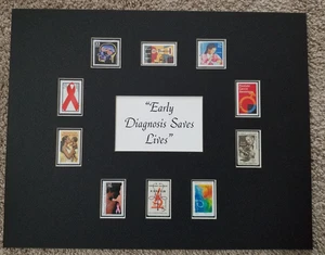 MATTED 11 X 14  SET OF 10 UNUSED U.S. POSTAGE STAMPS FOR MEDICAL FIELD - Picture 1 of 3