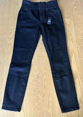 Pantalones de mezclilla para mujer Ann Taylor de tiro alto ajustados rasgados negros talla 27 Foto 1 de 4