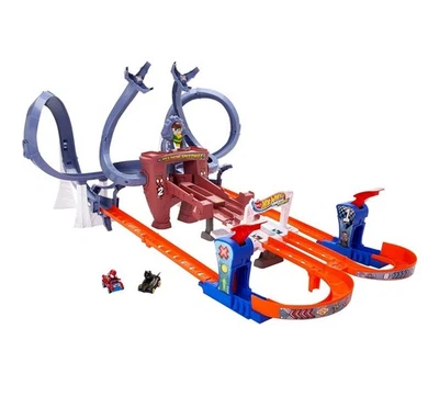 Hot Wheels RacerVerse Spider Man vs Black Panther Racing Track Set for Kids - Image 1 of 4