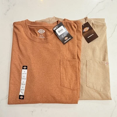 Camiseta de Bolsillo Dickies Peso Pesado para Hombres Extra Grande XL Marrón Tostado Lote de 2 NUEVA Foto 1 de 4