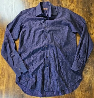 Etro Milano Men's Shirt Long Sleeve Geometric Pattern Button Up Purple Size 39 M - Image 1 of 4