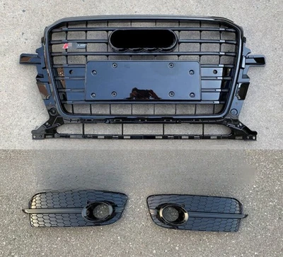 For Audi Q5 Front Bumper Black Grille SQ5 Style Grill+Fog Lamp Cover 2013-2017 - Изображение 1 из 4