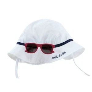 Mud Pie Baby Boy White Cool Dude Sun Hat and Sunglass Set - Picture 1 of 1