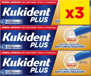 plus Crema Adesiva Sigillo, Colla per Denti per Dentiere Totali E Parziali, 3 Co - Foto 1 di 12