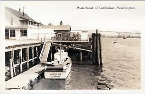 RPPC Astoria ODER Bootsanlegerbrücke am Wasser Cathlamet Washington WA Foto A63 - Bild 1 von 2