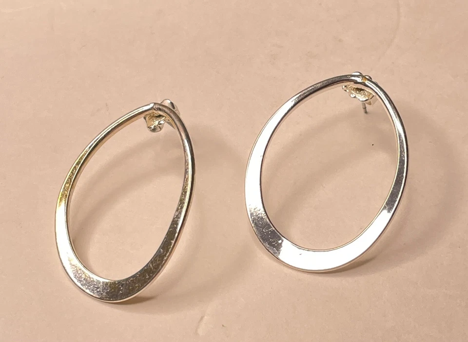 "Pendientes de placa de plata Avon SP aros geométricos respaldo original 1,5"" L X 1"" W" Foto 1 de 4