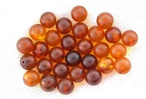 TWO 5mm Round 1/2 Drilled NATURAL REAL Baltic Amber Ball Bead Gem Stone Gemstone - Picture 1 of 1