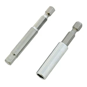 2PC MAGNETIC BIT ADAPTOR SET 1/4 INCH HEX TO SQUARE DRIVE SCREWDRIVER TOOL DIY. - Picture 1 of 2