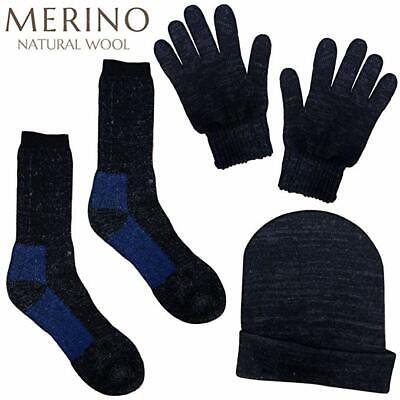 3pc Cappello Di Lana Merino, Calzini & Guanti Termici Inverno Caldo Abbigliamento Set Regalo Di Natale • 11.21€