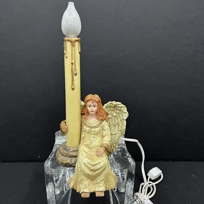 Angel Lamp Nightlight Shelf Sitter Edge Sitting Resin Carved Electric - Image 1 of 4