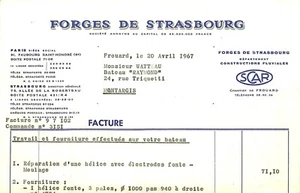 FROUARD ( 54 ) FORGES DE STRASBOURG / FACTURE de 1967 - Bild 1 von 1