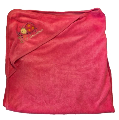 Carter's 复古小瓢虫粉色毛圈连帽毛巾毯女宝宝 — 第 1/4 张图片