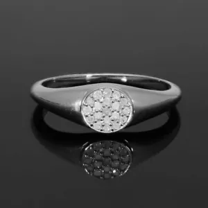 BOXED-GENUINE DIAMOND CLUSTER RING IN PLATINUM OVERLAY STERLING SILVER - SIZE T - Picture 1 of 7