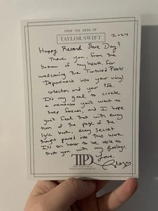 Taylor Swift TTPD RSD 2024 Printed Card (Ready to ship) - Picture 1 of 1