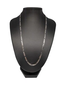 925 Massive Sterling Silber Italien Figarokette Halskette 18" - 3,3 mm Unisex - Bild 1 von 2