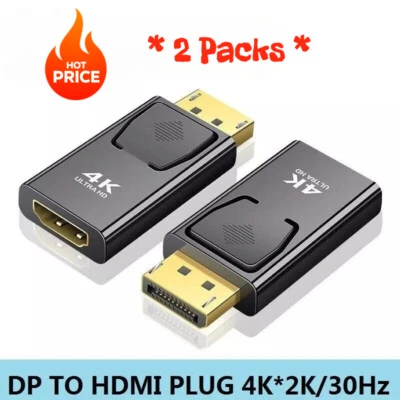2 x Display Port to HDMI 4k Displayport DP HDMI Cable Adapter Video cord HDTV PC - Image 1 of 4