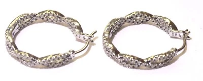 10k white gold .76ct I2 H diamond hoop huggie earrings 5.8g - Image 1 of 4