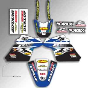 1990 - 2018 Yamaha PW 50 PW50 kit de gráficos circuito profesional: calcomanías MX azules/negras - Imagen 1 de 1