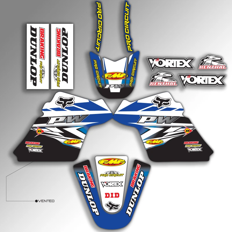 1990 - 2018 YAMAHA PW 50 PW50 GRAPHICS KIT PRO CIRCUIT : BLUE / BLACK MX DECALS - Image 1 of 1