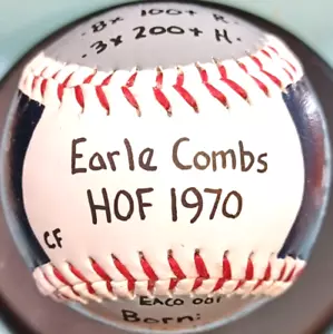 HAND PAINTED EARLE COMBS HOF 1970 STATISTICS BASEBALL NEW YORK YANKEES - Picture 1 of 9