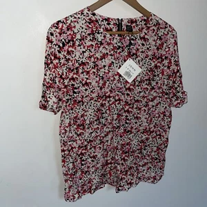 John Lewis Ditsy Print Floral Short Sleeved Blouse Pink 16 - Picture 1 of 8