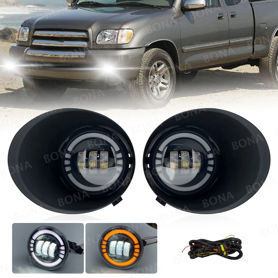 Pair For 2007-2013 Toyota Tundra 2008-2011 Sequoia LED Fog Lights Bumper Lamps - Image 1 of 4
