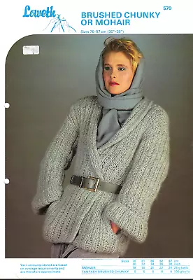 Vintage Loweth Brushed Chunky or Mohair Ladies Jacket Pattern 570 - Copy - Image 1 of 2