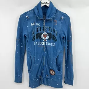 Affliction American Customs Zip Jacket Blue Fallen Angels Motor Club Size Small - Picture 1 of 8