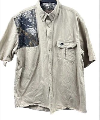 Mossy Oak Apparel Mens 2XL Shooter Shirt Camo Khaki Brown Hunting Outdoors - Image 1 of 4