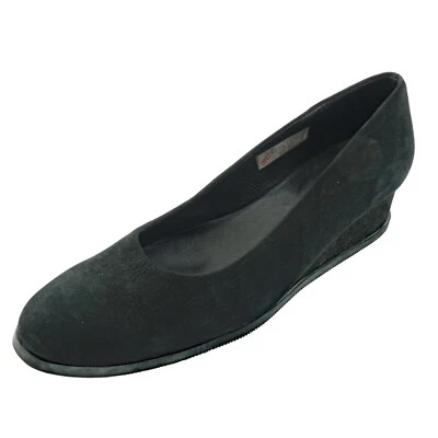 Zapatos de tacón bajo de cuña de nobuck ARCHE negros usados una vez 39,5 EU 9 EE. UU. FRANCIA Foto 1 de 4