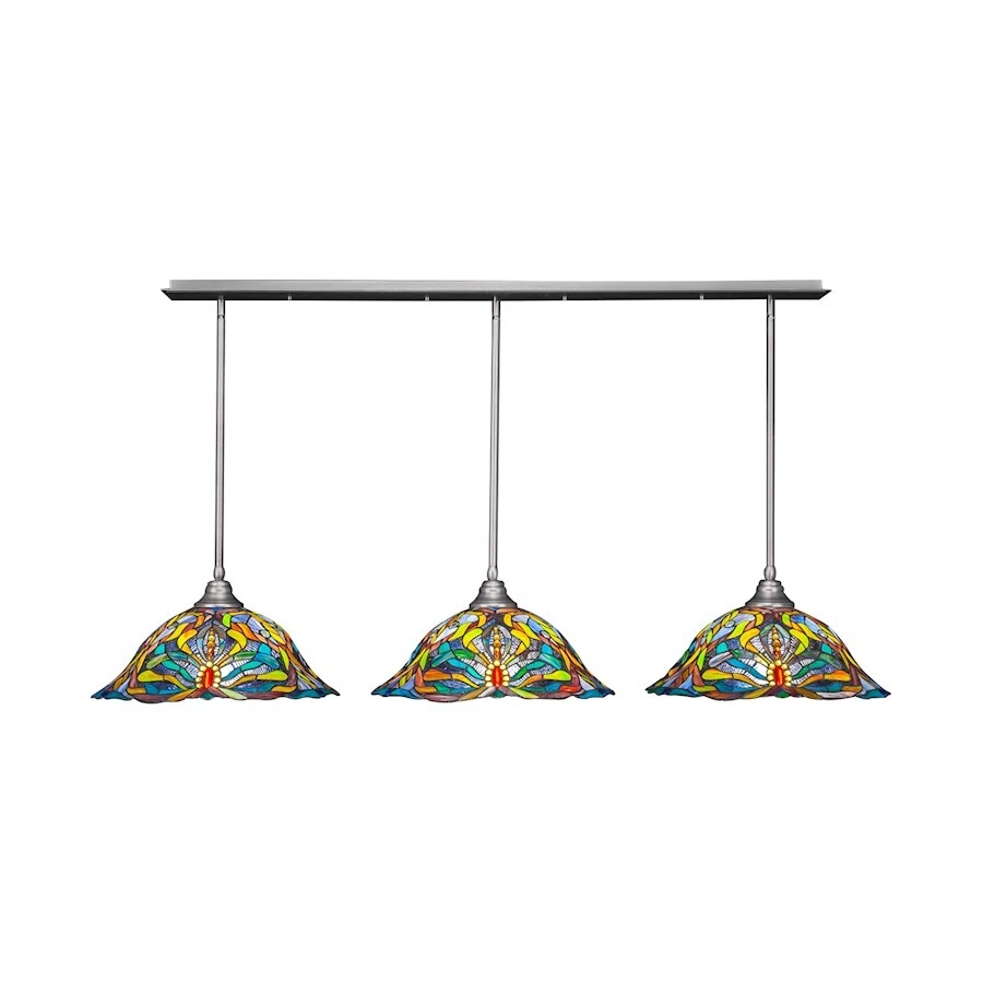 Toltec 3 света подвеска, никель, 19» калейдоскоп Tiffany - 48-BN-990 - Изображение 1 из 1