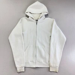 VTG 80s Lee Hoodie Mens Medium Cream Full-Zip Heavyweight Sweatshirt Boxing Gym - Picture 1 of 12