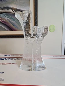 Kosta Boda Ice "Connect" Heart Candlestick Holders Artist Kjell Engman Sweden - Picture 1 of 24