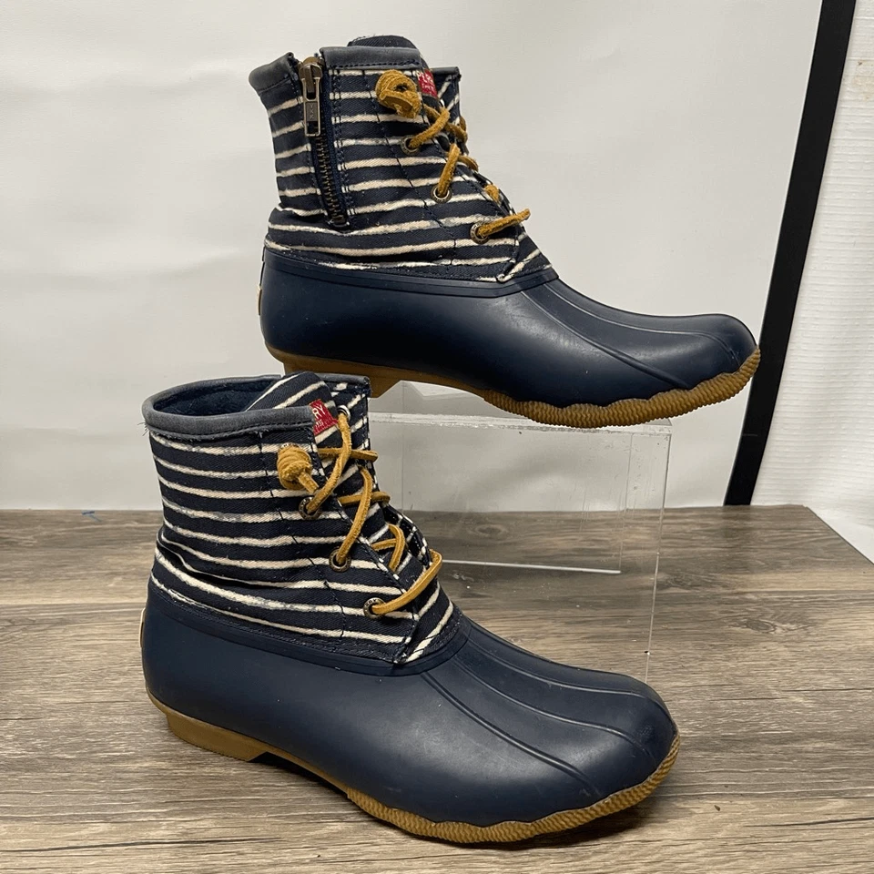 Botas femininas Sperry Saltwater Duck 7 listras marinhas preppy náuticas impermeáveis - Imagem 1 de 1