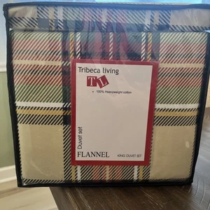 Tribeca Living 100% Heavyweight Cotton KING Duvet Cover & Shams Set Multi Color - Picture 1 of 13