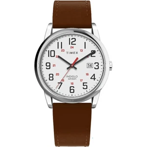 Timex TW2Y12600, Men's Easy Reader Brown Leather Watch, Indiglo, 38MM Case, NEW - Picture 1 of 2