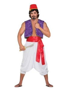 Mens Desert Prince Genie Vest Costume Arab Sultan Sheik Middle East Fancy Dress - Picture 1 of 2